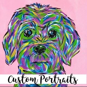 6x6 Custom style dog cat portrait art gift